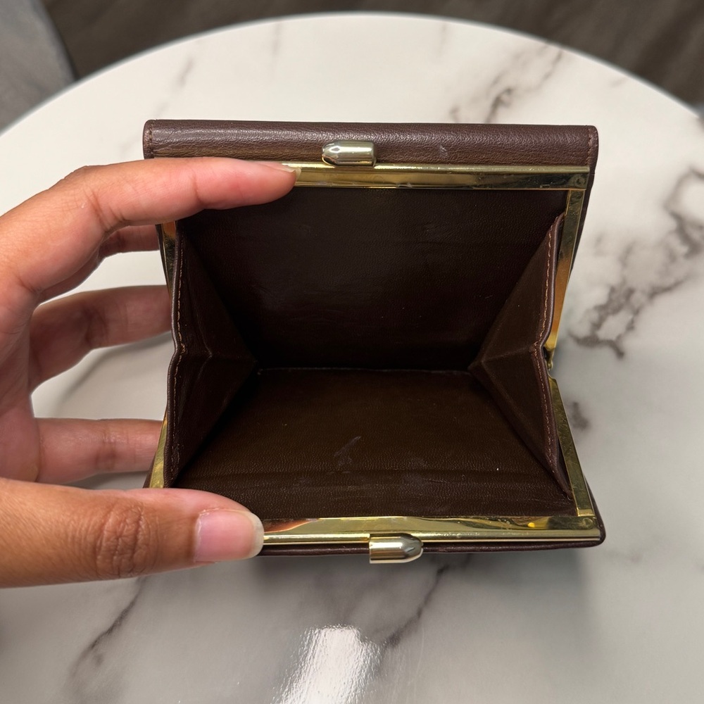 Vintage Christian Dior Brown Leather Kisslock Wallet - Picture 5 of 8